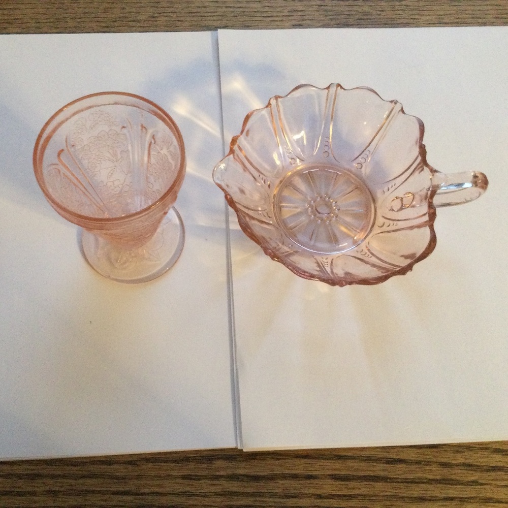 Two Pieces of Vintage Pink Depression Glass